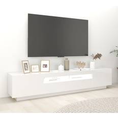 vidaXL LED Lights High Gloss White TV-bord 200x40cm