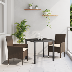 Garden & Outdoor Furniture vidaXL 3 Piece Garden Brown Poly Rattan Patio Dining Set