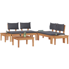 Garden & Outdoor Furniture vidaXL Set 3 pcs Brown Dark Gray Medium Garden Bench