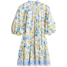 H&M Tie Belt Dress - White/Lemons