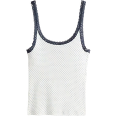 H&M Lace Trimmed Vest Top - White/Spotted
