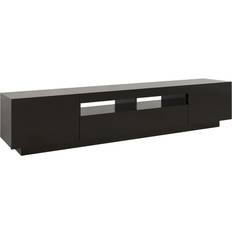 vidaXL LED Lights Black TV Bench 200x40cm