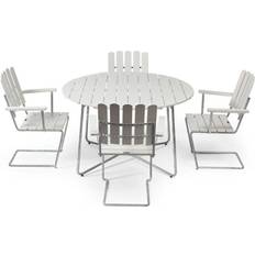 Grythyttan 9A+A2 - White Lacquered Oak/Galvanized Matgrupp, 1 Bord inkl. 4 Stolar