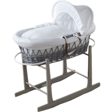 For Your Little One Wicker Baby Moses Basket with Stand White 19.3x32.7"