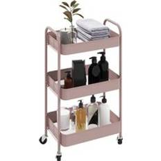 Pink Tables Homcom 3 Tier Rolling Utility Cart Pink Trolley Table