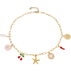 Copper Necklaces Shein 1Pc Charm Dopamine Cherry, Heart, Starfish, Chili Pepper, Faux Pearl, Bee Pendant Collarbone Chain Necklace Women's Party Daily Jewelry Accessories Funky Jewelry Valentines