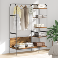 Clothes Racks vidaXL with Shelves Old Wood 120x44x160 cm Clothes Rack