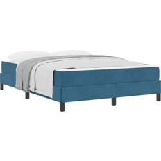140 cm - 190 cm Kontinentalsenge vidaXL Boxmadras Med Topmadras Mørk Blå 140 x 190 cm Fløjl Kontinentalseng