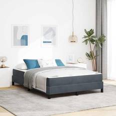 140 cm - 200 cm Kontinentalsenge vidaXL Boxmadras Med Topmadras Mørkegrå 140 x 200 cm Fløjl Kontinentalseng
