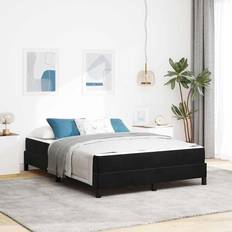 vidaXL Boxmadras Med Topmadras Sort 140 x 200 cm Fløjl Kontinentalseng