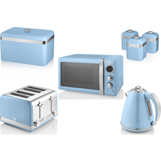Swan Retro Blue Kettle 4 Slice Toaster