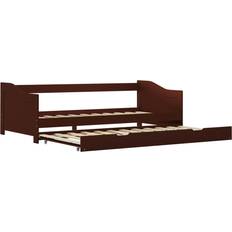 vidaXL Pull Out Dark Brown Sofa 205cm 3 personers