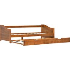 Hjul Soffor vidaXL Pull Out Honey Brown Soffa 205cm 3-sits