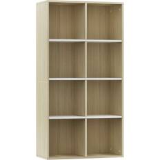 vidaXL Wood White and Oak Book Shelf 130cm