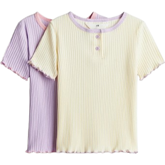 Yellow Tops Children's Clothing H&M Cotton Jersey Tops 2-pack - Light Yellow/Light Purple (1282741005)