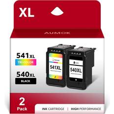 AUMOK Twin Pack Replacement Ink Cartridges 540 541 - 541 Ink