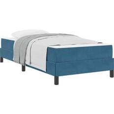 90 cm Kontinentalsenge vidaXL Boxmadras Med Topmadras Mørk Blå 90 x 200 cm Fløjl Kontinentalseng