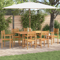 Garden & Outdoor Furniture vidaXL Garden 7 Pcs Brown Solid Teak Wood Patio Dining Set