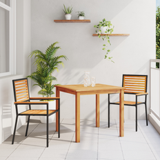 Metall - Svarta Matgrupper vidaXL 3-Delars Trädgårdsset Svart Poly-rattan Akaciaträ Matgrupp, 1 Bord inkl. 2 Stolar