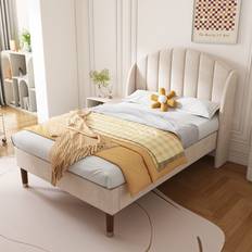 Merax Velvet Upholstered 90 x 190 cm Frame Bed
