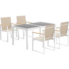 OutSunny Ute Mattgrupp Ett Bord Och 4 Stolar Metallram Matgrupp