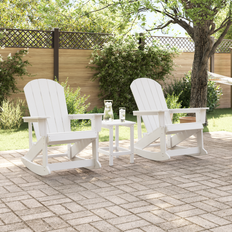White Outdoor Rocking Chairs vidaXL Adirondack Rocking Chairs 2 pcs White 73.5 x 92 x 90 cm