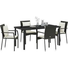 Garden & Outdoor Furniture vidaXL Garden 5 Pcs Black 160 x 80 x 73 cm Patio Dining Set
