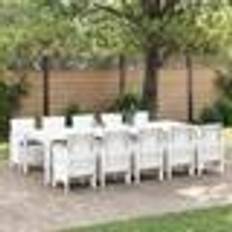 Garden & Outdoor Furniture vidaXL 11 Piece Garden White Poly Rattan Patio Dining Set