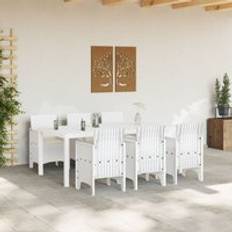 Synthetic Rattan Patio Dining Sets vidaXL 7 Piece Garden With Cushions White Poly Rattan Patio Dining Set