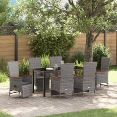 Garden & Outdoor Furniture vidaXL Set Salle À Manger Jardin 7 Pièces Gris Rotin Ensemble repas de patio