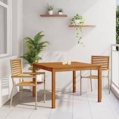 Garden & Outdoor Furniture vidaXL 3 Piece Garden Beige Poly Rattan Patio Dining Set