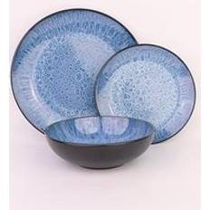 Dinner Sets Waterside 12Pc Blue Reactive Glaze Coupe Dinner Set