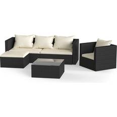 Rattan Modular Corner Sofa 5 Pcs Black