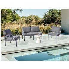 Grey - Plastic Outdoor Lounge Sets Beliani Modern 4 Seater Garden Sofa Dark Grey Outdoor Lounge Set