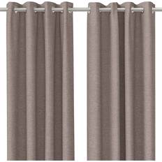 Eyelet Curtain Pair Lined Taupe Plain Bay 228cm