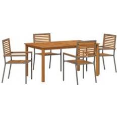 Gråa - Metall Matgrupper vidaXL 5-Delars Trädgårdsmöbelset 5 Pcs 150 x 90 x 74 cm Matgrupp, 1 Bord inkl. 4 Stolar