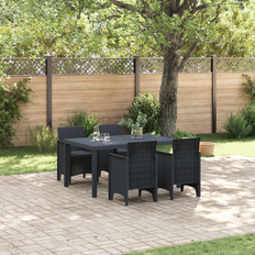 Red Patio Dining Sets vidaXL 5 Piece Garden Anthracite Poly Rattan Patio Dining Set