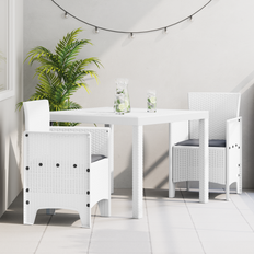 Garden & Outdoor Furniture vidaXL 3 Piece Garden White Poly Rattan Patio Dining Set