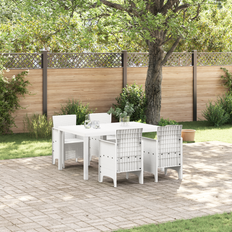 Garden & Outdoor Furniture vidaXL 5 Piece Garden White Poly Rattan Patio Dining Set