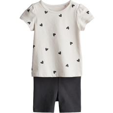 H&M Cotton Jersey Set 2-piece - Light Beige/Hearts (1227086002)