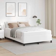 Hvid Rammesenge vidaXL Sengeramme Med Madras 160 x 200 cm Kunstlæder Rammeseng