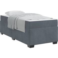 90 cm Senge vidaXL Sengeramme Med Madras Andet Mørkegrå 90 x 200 cm Fløjl Rammeseng