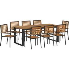 Polyrattan - Rød Havemøbelsæt vidaXL 9 Deles Have Spisegruppe Sort 200 x 90 x 75 cm Havemøbelsæt