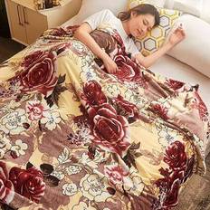 Blommiga Filtar Shein 1 Piece Printed Flannel Throw, Warm Fleece Throw Blanket for Bedroom, Home, Travel, Dating, Year-Round Use Filt Multifärgad