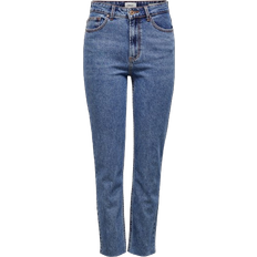 Only Emily High Waist Straight Fit Jeans - Blue/Dark Blue Denim