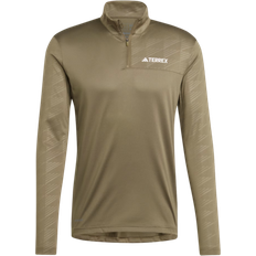 adidas Men's Terrex Multi Half Zip Long Sleeve Tee - Olive Strata