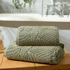 Green Bath Towels OHS 4 Pack Leaf Jacquard Bath Towel Green