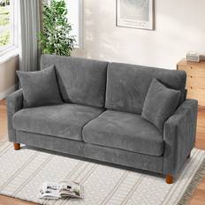 17 Stories Corduroy Grey Sofa 452.1cm 2 Seater