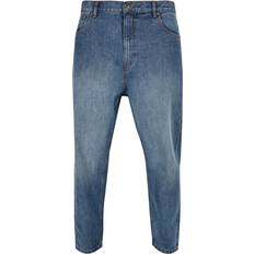 Urban Classics Herr Jeans Urban Classics Cropped Tapered Jeans - Middeep Blue
