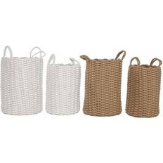 Beige Korgar Home ESPRIT Vit Beige Selebasket Set 2 Delar Korg